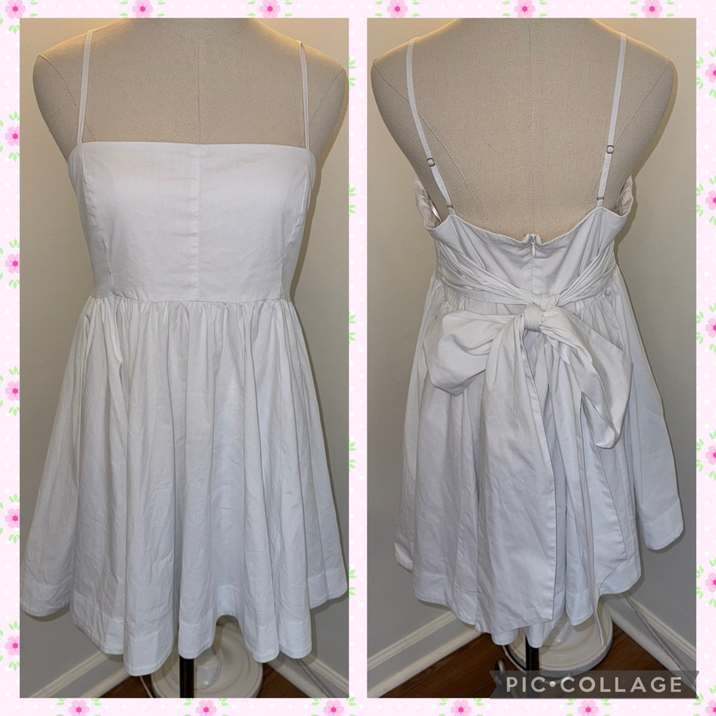 Likely Women’s 10 Elisia Solid White Bow Baby Doll Mini Dress